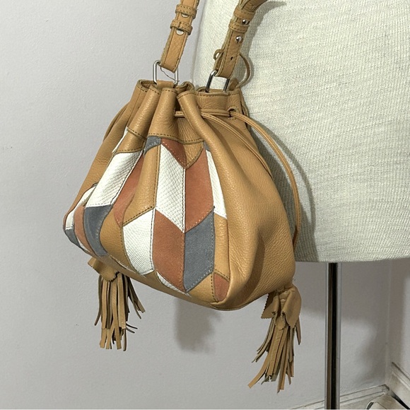 Linea Pelle Leather Patchwork Two Way Bag - Picture 6 of 13